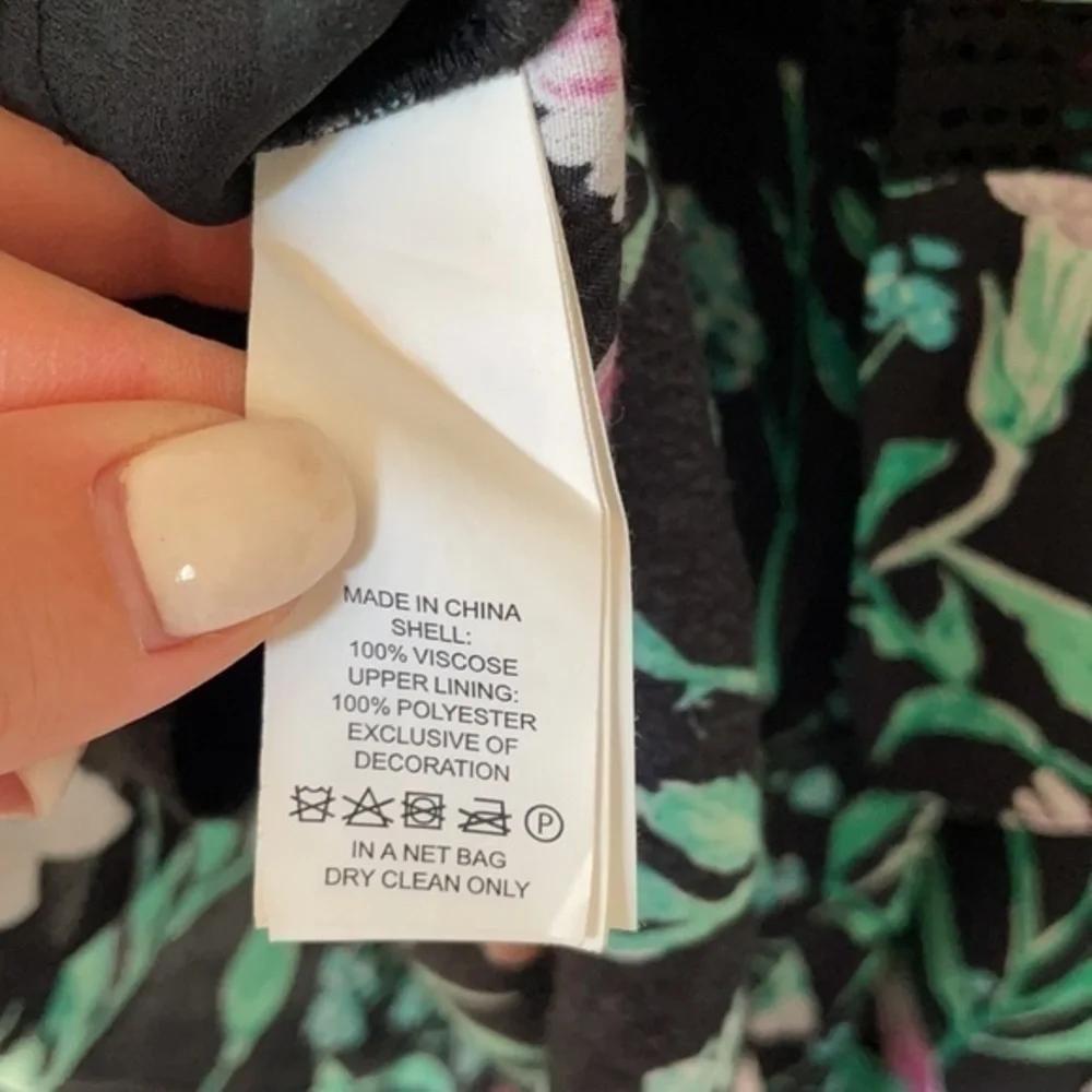 kate spade Black Floral Print Romper with Green and Red Accents